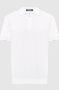 Белое поло с шелком в узор