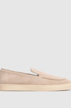 Бежевые замшевые слипоны