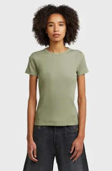 Женская зеленая футболка Slim rib Зеленый XS G-Star RAW D28723,E527