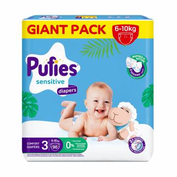 Подгузники Pufies Sensitive размер 3 (6-10 кг), 96 шт Подгузники Pufies Sensitive размер 3 (6-10 кг), 96 шт