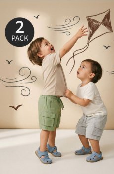 Бавовняні шорти карго 2 pack - світло-оливковий