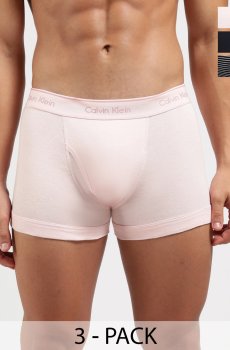 Calvin Klein Underwear Pack of 3 Cotton Assorted Solid Trunks
