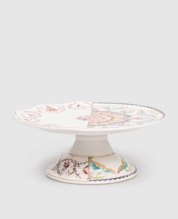 Белая фарфоровая подставка для торта Leandra с принтом