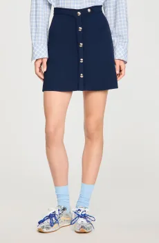 Женская темно-синяя юбка Синий 34 Sandro SFPJU01603_Navy Blue