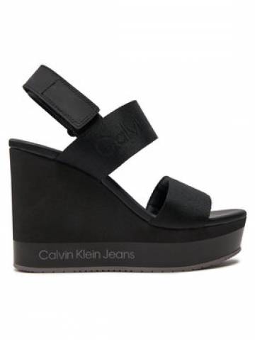 Calvin Klein Jeans Босоніжки Wedge Sandal Webbing In Mr YW0YW01360 Чорний Calvin Klein Jeans Босоніжки Wedge Sandal Webbing In Mr YW0YW01360 Чорний