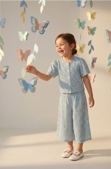 Комплект із блузки та штанів - кремовий