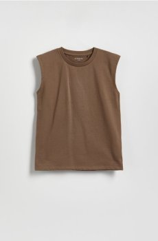 Reserved - Бавовняна футболка без рукавів - кавовий - 957IX-84X