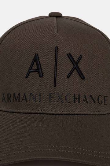 Хлопковая шапка Armani Exchange цвет зелёный с аппликацией Хлопковая шапка Armani Exchange цвет зелёный с аппликацией