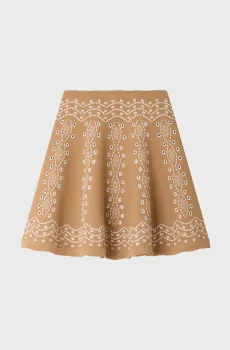 Женская бежевая юбка с узорром Бежевый 36 Sandro SFPJU01698_Beige