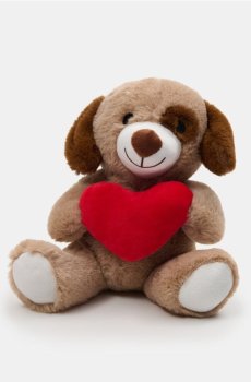 М’яка іграшка песик із серцем - бежевий