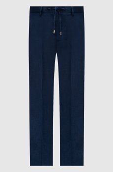 Синие брюки из льна