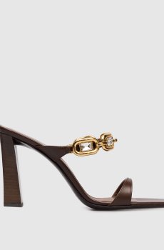 Коричневые кожаные мюли Mya с кристаллами