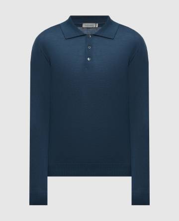 Синее поло из шерсти