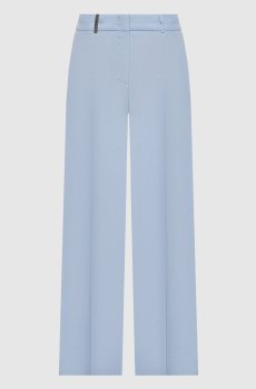 Голубые брюки с брендовым патчем