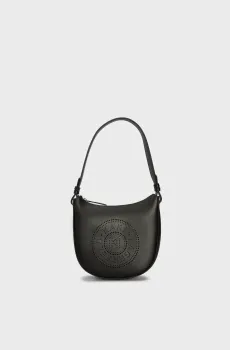 Женская черная кожаная сумка k circle moon shb perforated Черный ONESIZE Karl Lagerfeld 241W3028