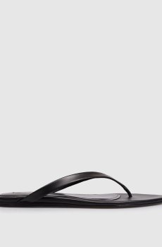 Черные кожаные шлепанцы
