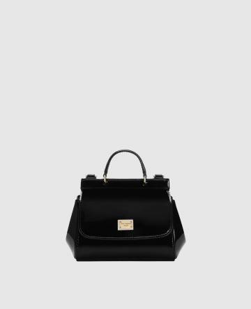 Детская черная кожаная лакированная сумка Sicily