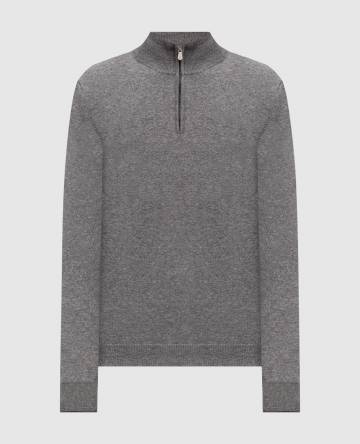 Серый джемпер из кашемира с молнией