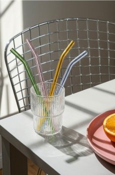 Набір трубочок з щіткою для чищення 5 pack - різнобарвний