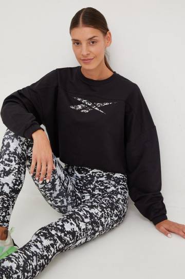 Спортивная кофта Reebok Modern Safari женская цвет чёрный с принтом Спортивная кофта Reebok Modern Safari женская цвет чёрный с принтом