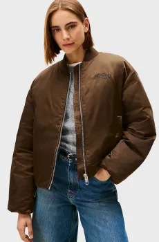 Женский коричневый бомбер SATEEN Коричневый S Tommy Hilfiger WW0WW46624