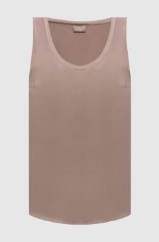 Бежевый топ из шелка с цепочкой мониль