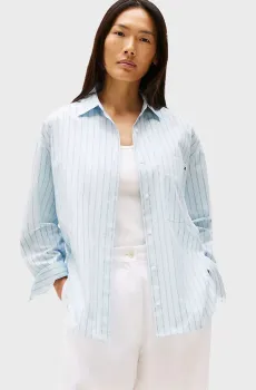 Женская голубая рубашка в полоску Голубой S Tommy Hilfiger WW0WW45892