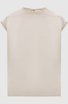 Бежевый топ из шелка с цепочкой мониль