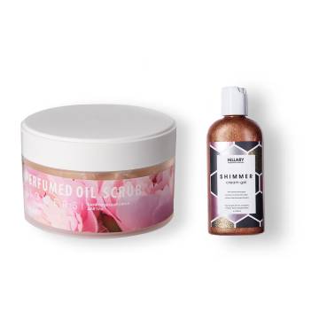Шиммер крем-гель Hillary Shimmer cream-gel + Парфумований скраб для тіла Hillary Perfumed Oil Scrub Flowers Шиммер крем-гель Hillary Shimmer cream-gel + Парфумований скраб для тіла Hillary Perfumed Oil Scrub Flowers