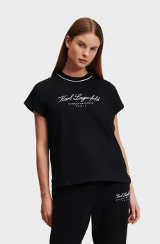 Женская черная футболка HOTEL KARL CAP SLEEVE T-SHIRT Черный L Karl Lagerfeld 246W2107