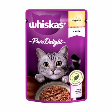 Влажный корм для кошек Whiskas Pure Delight с курицей в желе, 85 г Влажный корм для кошек Whiskas Pure Delight с курицей в желе, 85 г