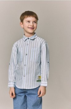 Reserved - Бавовняна сорочка у смужку - світло-блакитний - 501HW-50X