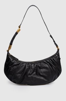 Черная кожаная сумка-хобо Ébène с принтом логотипа
