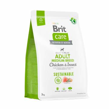 Сухой корм для взрослых собак средних пород Brit Care Sustainable Adult Medium Breed с курицей и насекомыми, 3 кг Сухой корм для взрослых собак средних пород Brit Care Sustainable Adult Medium Breed с курицей и насекомыми, 3 кг