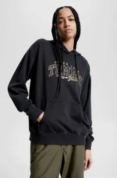 Женское черное худи TJW RLX LUXE VARSITY HOODIE Черный XS Tommy Jeans DW0DW16410