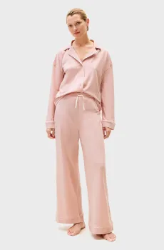 Женская пудровая пижама (рубашка, брюки) LS SHIRT PANTS SET Розовый XS Tommy Hilfiger UW0UW06142