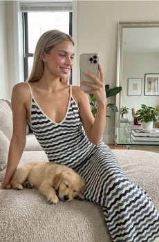 В’язана сукня на бретелях - різнобарвний