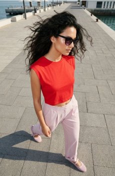 Штани з додаванням льону - Фіолетовий