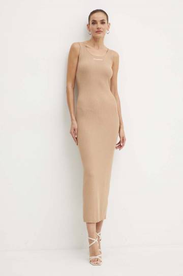 Платье Karl Lagerfeld цвет бежевый maxi облегающее 245W1332 Платье Karl Lagerfeld цвет бежевый maxi облегающее 245W1332
