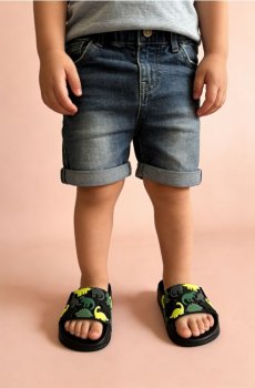 Шльопанці з мотивом динозаврів і гумкою на п’яті - чорний