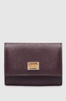 Фиолетовый кожаный портмоне с логотипом