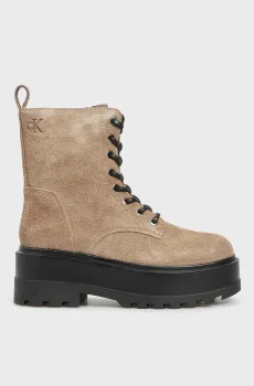 Женские бежевые замшевые ботинки FLATFORM ZIP LACEUP MG S Бежевый 38 Calvin Klein YW0YW01554