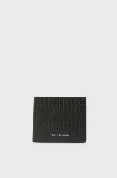 Мужской черный кожаный кошелек WOVEN TEXTURE CC & COIN Черный ONESIZE Tommy Hilfiger AM0AM13732