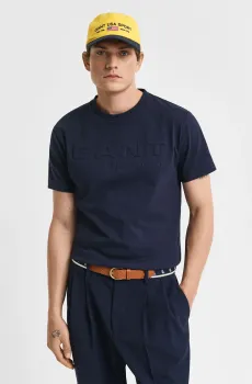 Мужская темно-синяя футболка EMBOSSED SS T-SHIRT Синий S Gant 2003339