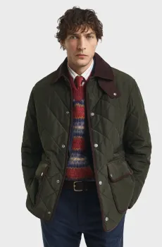 Мужская темно-зеленая куртка QUILTED FLEECE Зеленый L Gant 7006545