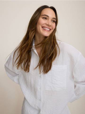 Reserved - Сорочка з ефектом складок - білий - WD936-00X