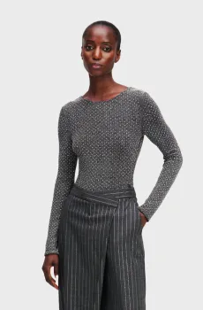Женское серое боди JERSEY RHINESTONE BODY Серый S Karl Lagerfeld A1W17083