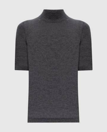 Серый топ с кашемиром и шелком