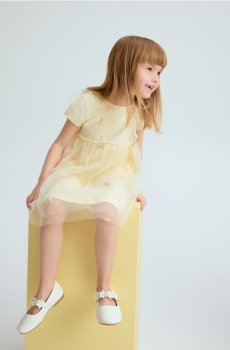 Reserved - Сукня зі спідницею з тюлю - світло-жовтий - 290IB-10X