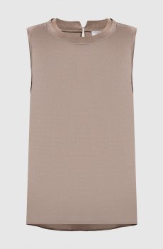 Коричневый топ из шелка с цепочкой мониль